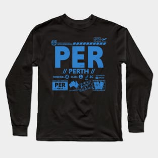 Vintage Perth PER Airport Code Travel Day Retro Travel Tag Australia Long Sleeve T-Shirt